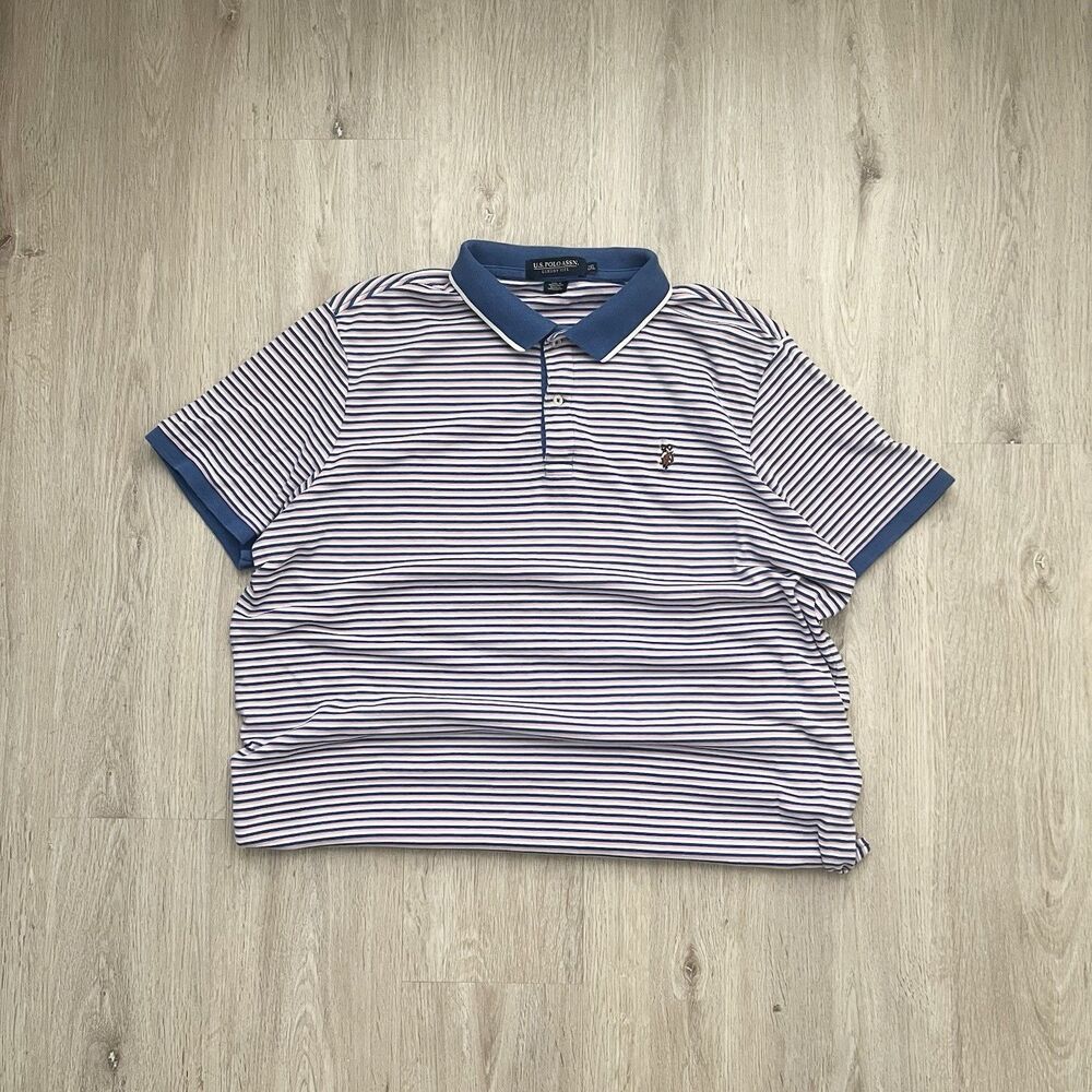 U.S. Polo Assn. Men’s Size 2XL Pink Blue Classic Vintage Y2K Polo Shirt